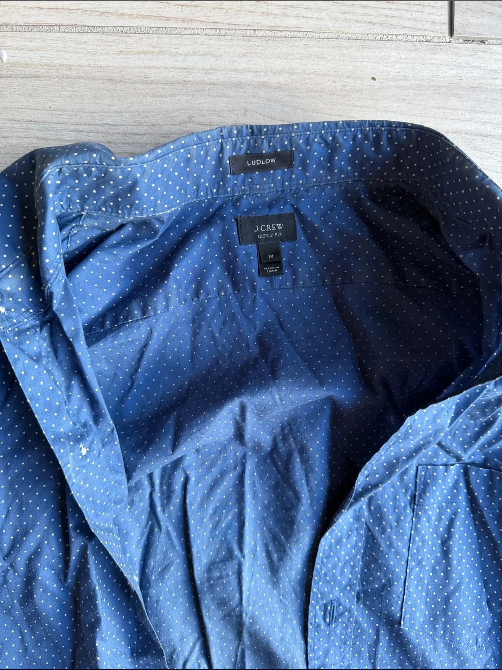 J. Crew Men's Navy Blue Micro-Dot Button-Up Shirt